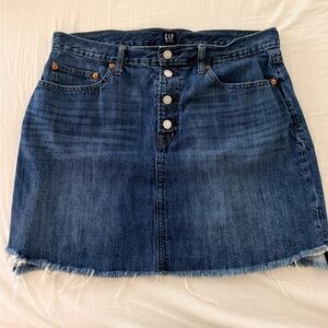 GAP Women's Dark Blue Button-Up Denim Mini Skirt